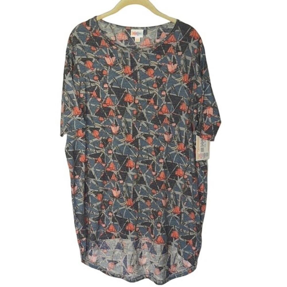 2XS XXS Tunic Hi Low Geometric Floral Heather Blue NWT LuLaRoe Irma Top Casual